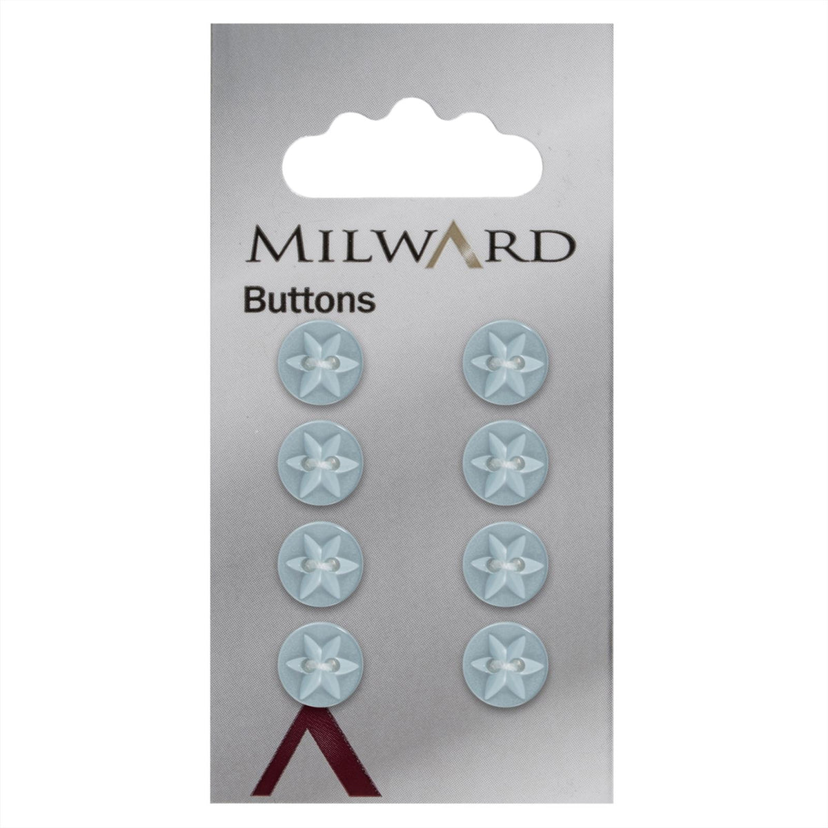 Milward Knoop Parelblauw Bloem/Ster 10mm (8 stuks)