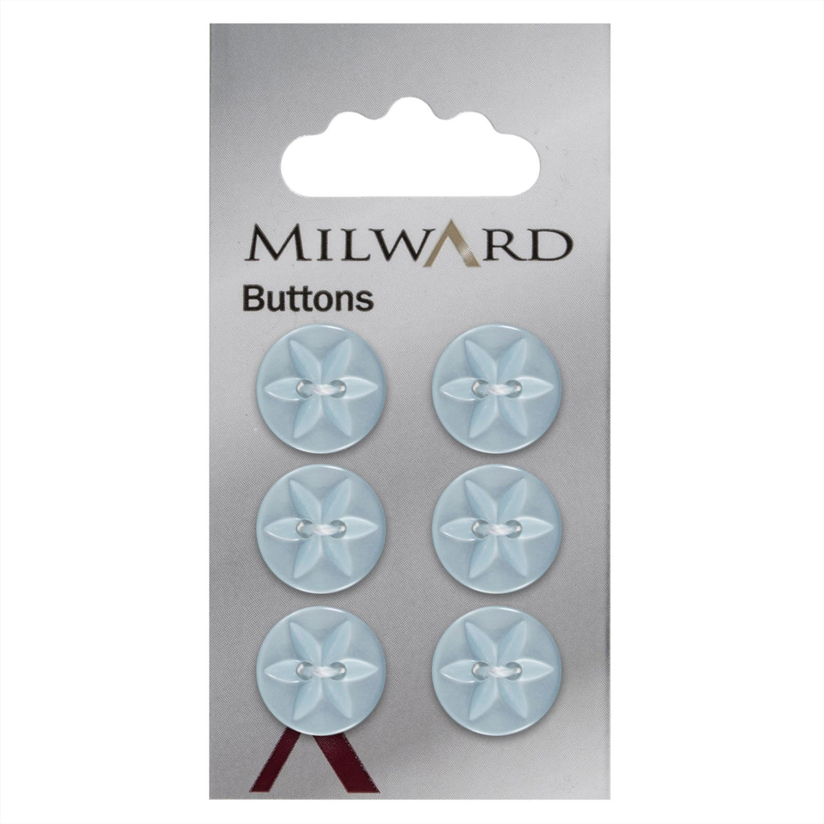 Milward Knoop Parelblauw Bloem/Ster 15mm (6 stuks)