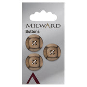 Milward Houten Knoop Rond met Vierkant 18 mm (3 stuks)