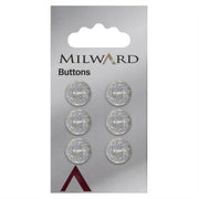 Milward Glitter Knoop Wit 12mm (6 stuks)