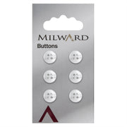 Milward Parelmoer Knoop Wit 10mm (6 stuks)