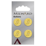 Milward Ronde Knoop met Figuur Bij Geel 15mm (4 stuks)