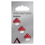 Milward Paddenstoelen Knoop Rood/Wit 15mm (3 stuks)
