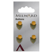 Milward Tulp Knoop Groen/Geel 15mm (4 stuks)