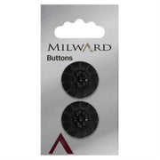 Milward Zwarte Ronde Knoop met Werkje en Zwarte Glinstersteentjes 22mm (2 stuks)
