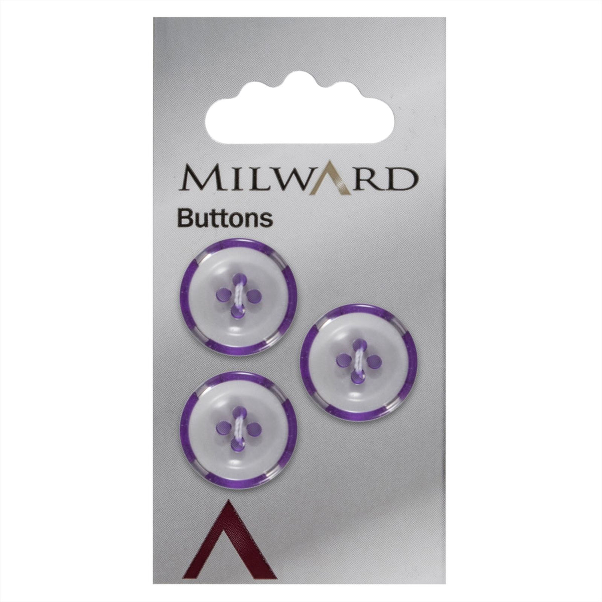 Milward Wit Doorschijnende Knoop met Paarse Rand 17mm (3 stuks)