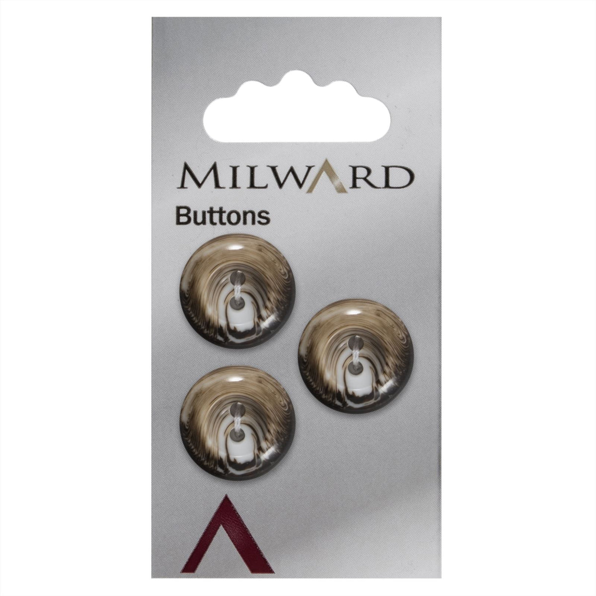 Milward Glanzende Knoop Zwart/Wit/Bruin 17mm (3 stuks)