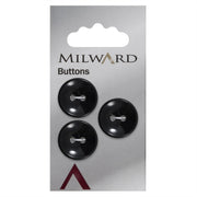 Milward Ronde Glanzende Zwarte Knoop 20mm (3 stuks)
