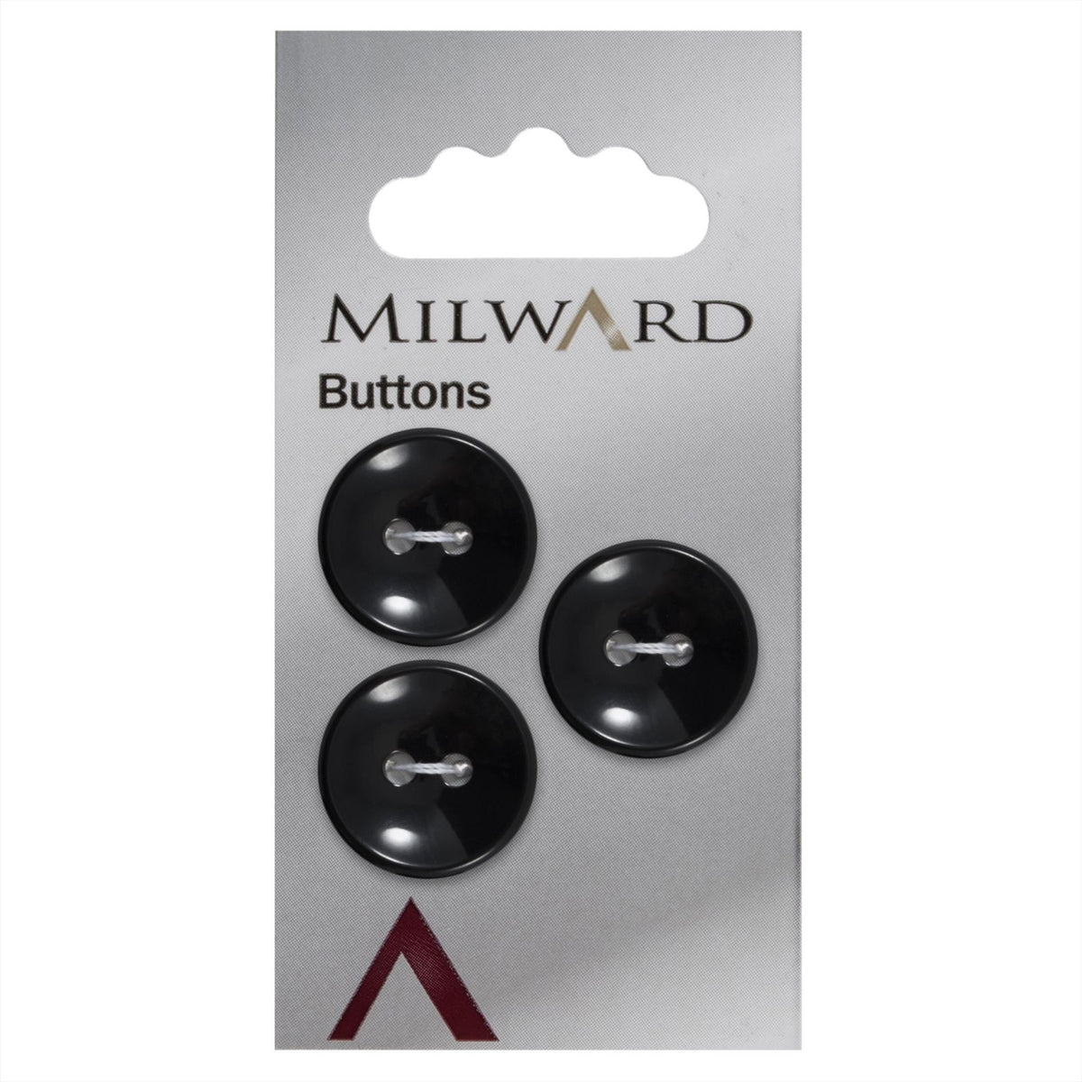 Milward Ronde Glanzende Zwarte Knoop 20mm (3 stuks)