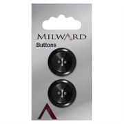 Milward Ronde Knoop Zwart 22mm (2 stuks)
