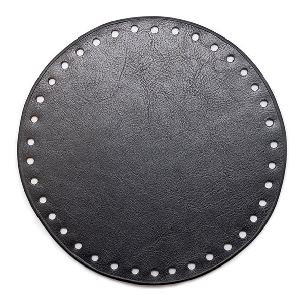 Go Handmade Leren Bodem Rond Zwart 17 cm
