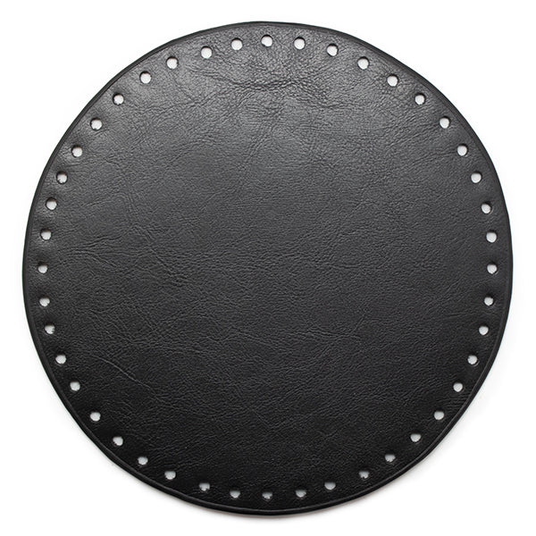 Go Handmade Leren Bodem Rond Zwart 20 cm