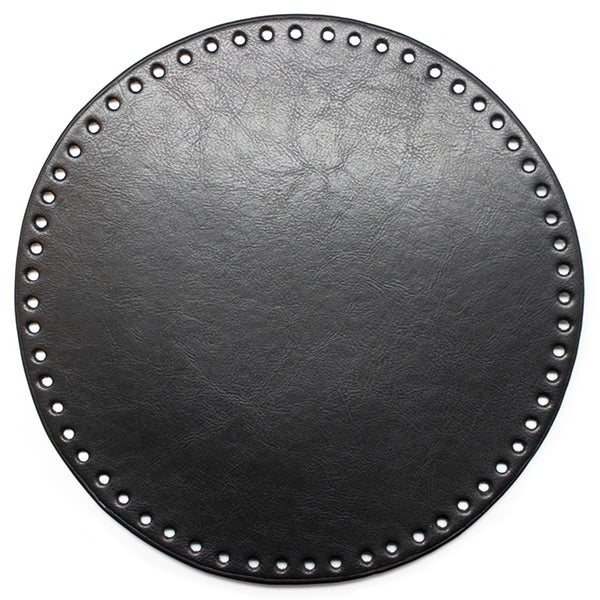 Go Handmade Leren Bodem Rond Zwart 25 cm