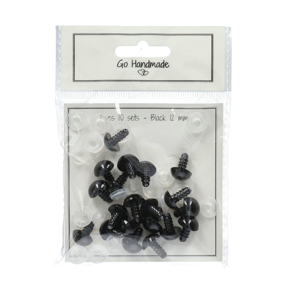 Go Handmade Veiligheidsogen Zwart 12mm (10 stuks) (2)