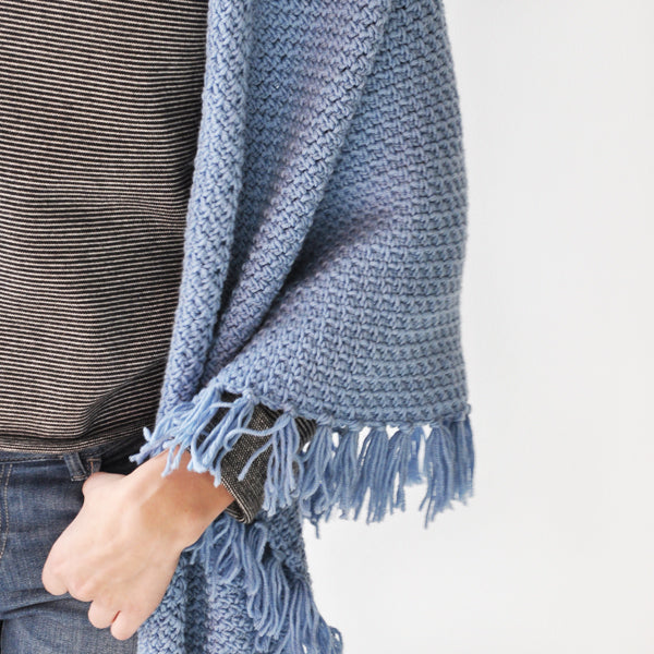 Granietsteek omslagdoek haakpakker — gemaakt met Granietsteek omslagdoek Drops Merino Extra Fine haakpakket