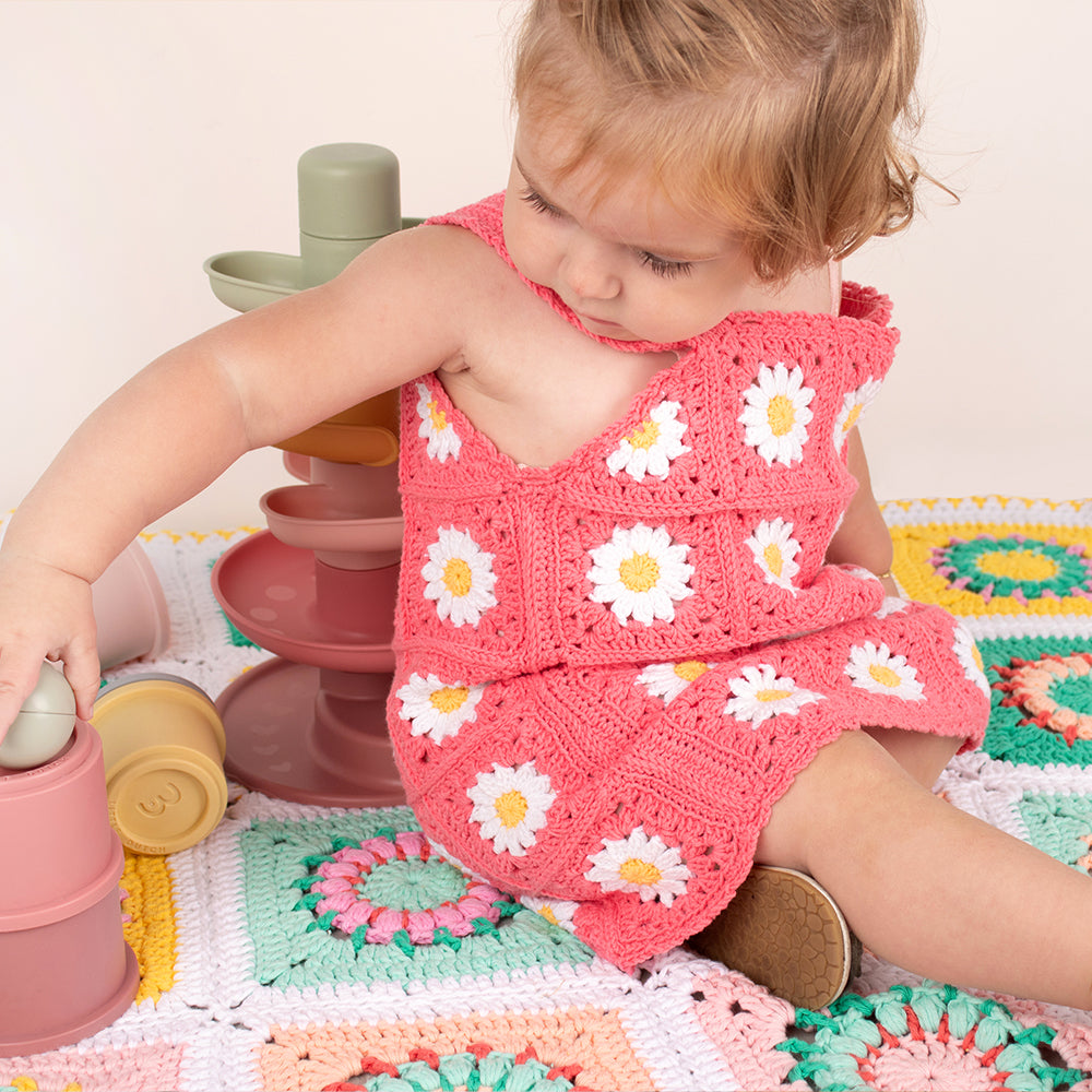 Kinder jurkje — gemaakt met Granny Square Kinderjurkje Haakpatroon (Digital) (2)