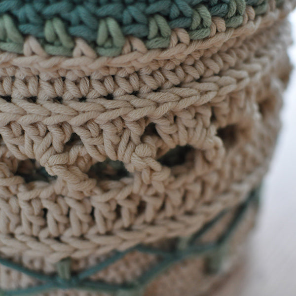 Boho basket detail — gemaakt met Haakpatroon Boho Basket