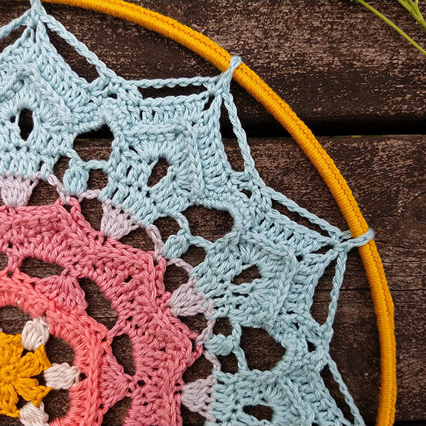 Detail — gemaakt met Haakpatroon Dageraad Mandala