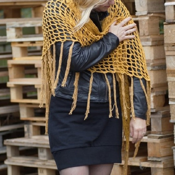 Double four omslagdoek — gemaakt met Haakpatroon Double Four Omslagdoek