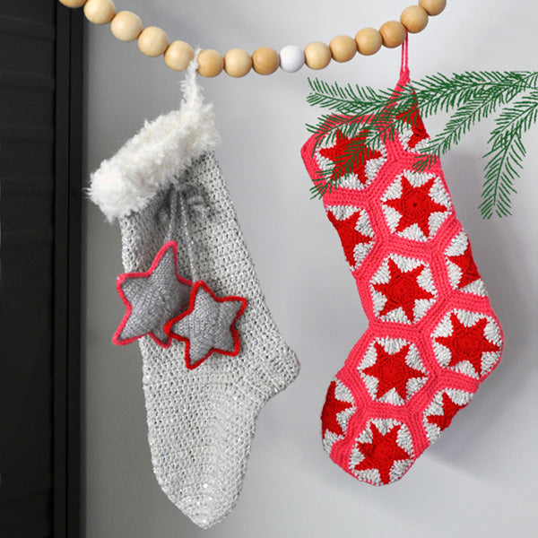Granny kerstsok — gemaakt met Haakpatroon Granny's kerstsok