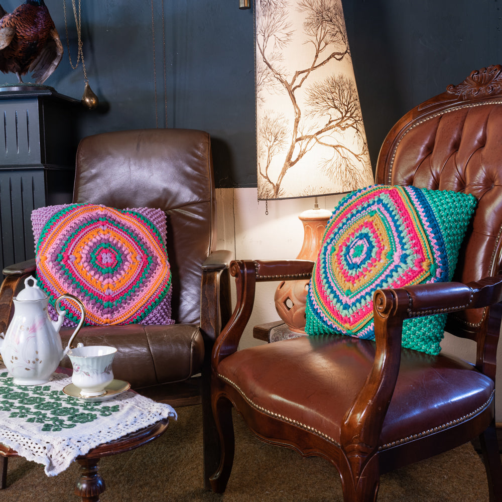 Haakpatroon Granny’s Diamond Cushion
