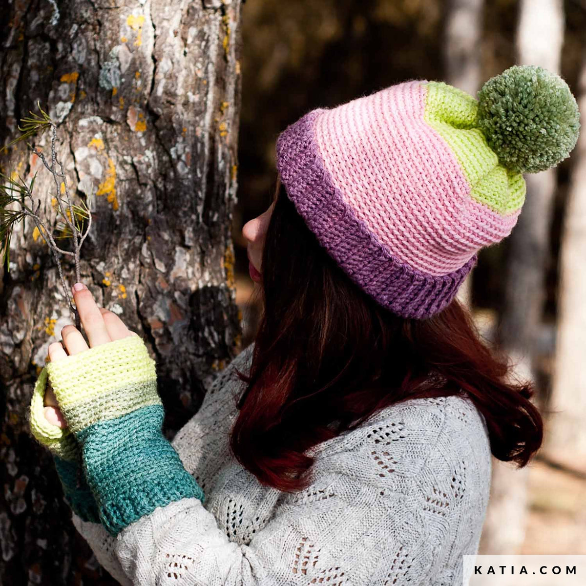 Patroon breien haken dames set herfst winter katia — gemaakt met Haakpatroon Katia Boomer Muts en wanten (3)
