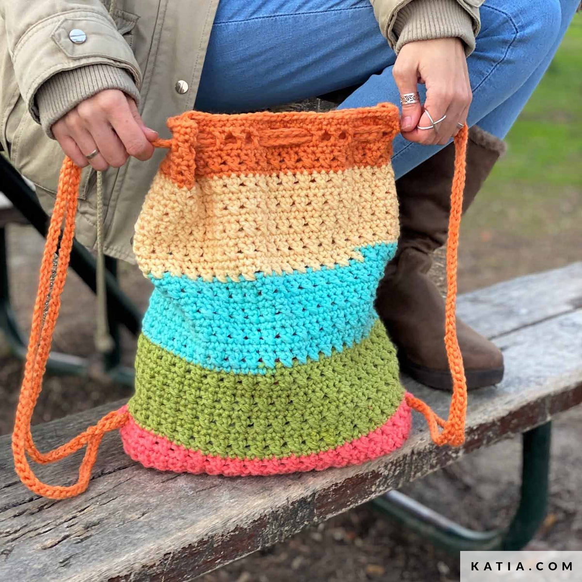Patroon breien haken dames draagtas herfst winter katia — gemaakt met Haakpatroon Katia Boomer Rugzakje (4)