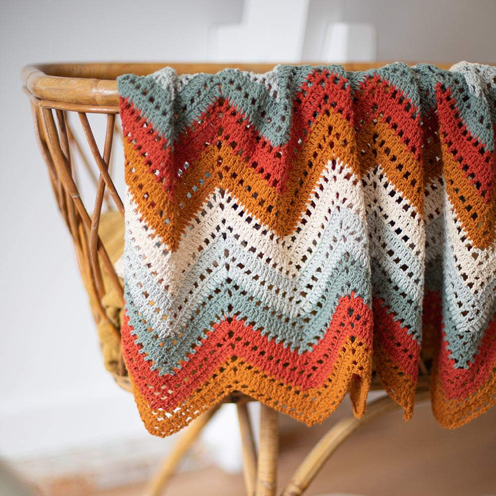 Haakpatroon Organic Cotton Zigzag Babydeken (Digital)