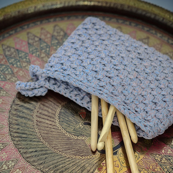 Ribbonxl glitter clutch — gemaakt met Haakpatroon RibbonXL Glitter Clutch (Digital)