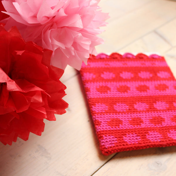 Tapestry tablethoes koffie en wol — gemaakt met Haakpatroon Tapestry tablethoes (2)