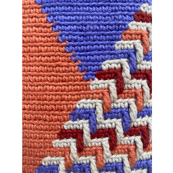 Tas detail — gemaakt met Haakpatroon Tropical Sunset Telefoontasje