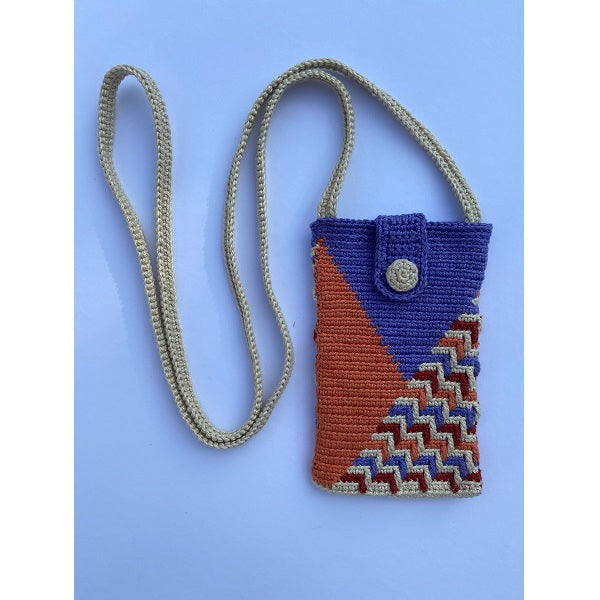 Tas voorkant — gemaakt met Haakpatroon Tropical Sunset Telefoontasje