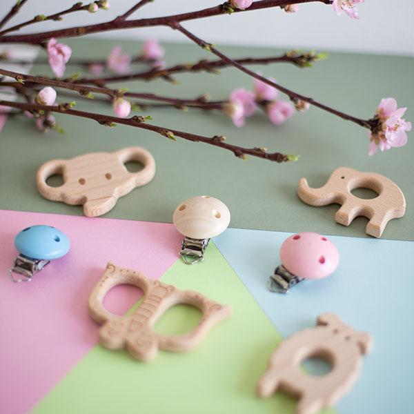 Olifant clips — gemaakt met Houten Speenclip Roze