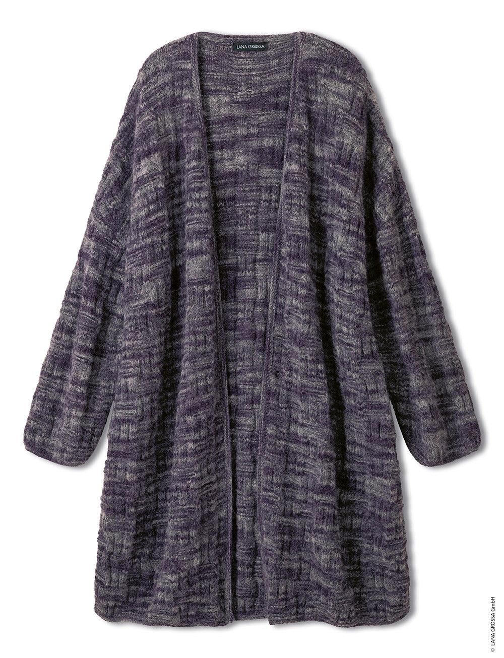 Productfoto van lang vest gemaakt met Lana Grossa Pelo Cashmere - Classici 31 model 12 - Lana Grossa Pelo Cashmere 002 Gebroken wit/Beige