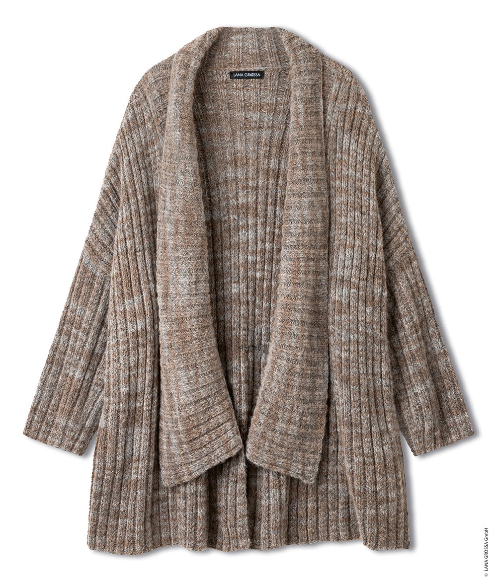 Productfoto van cardigan gemaakt met Lana Grossa Pelo Cashmere - Classici 31 model 48 - Lana Grossa Pelo Cashmere 002 Gebroken wit/Beige