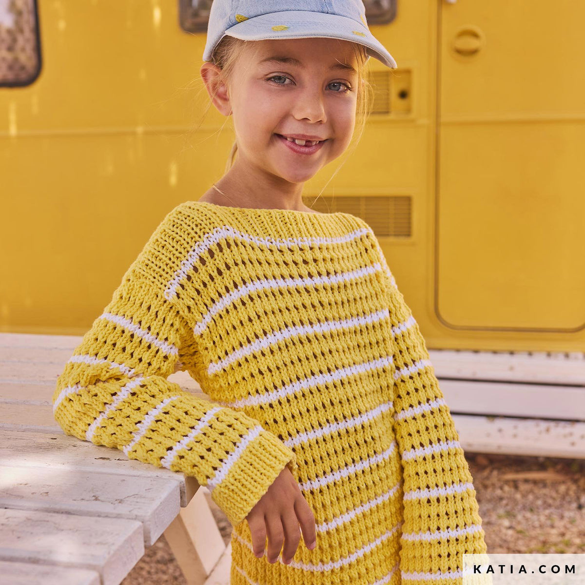Katia Alabama 009 Zeer licht beige - Patroon breien haken kinderen trui lente zomer katia — gemaakt met Katia Alabama (10)