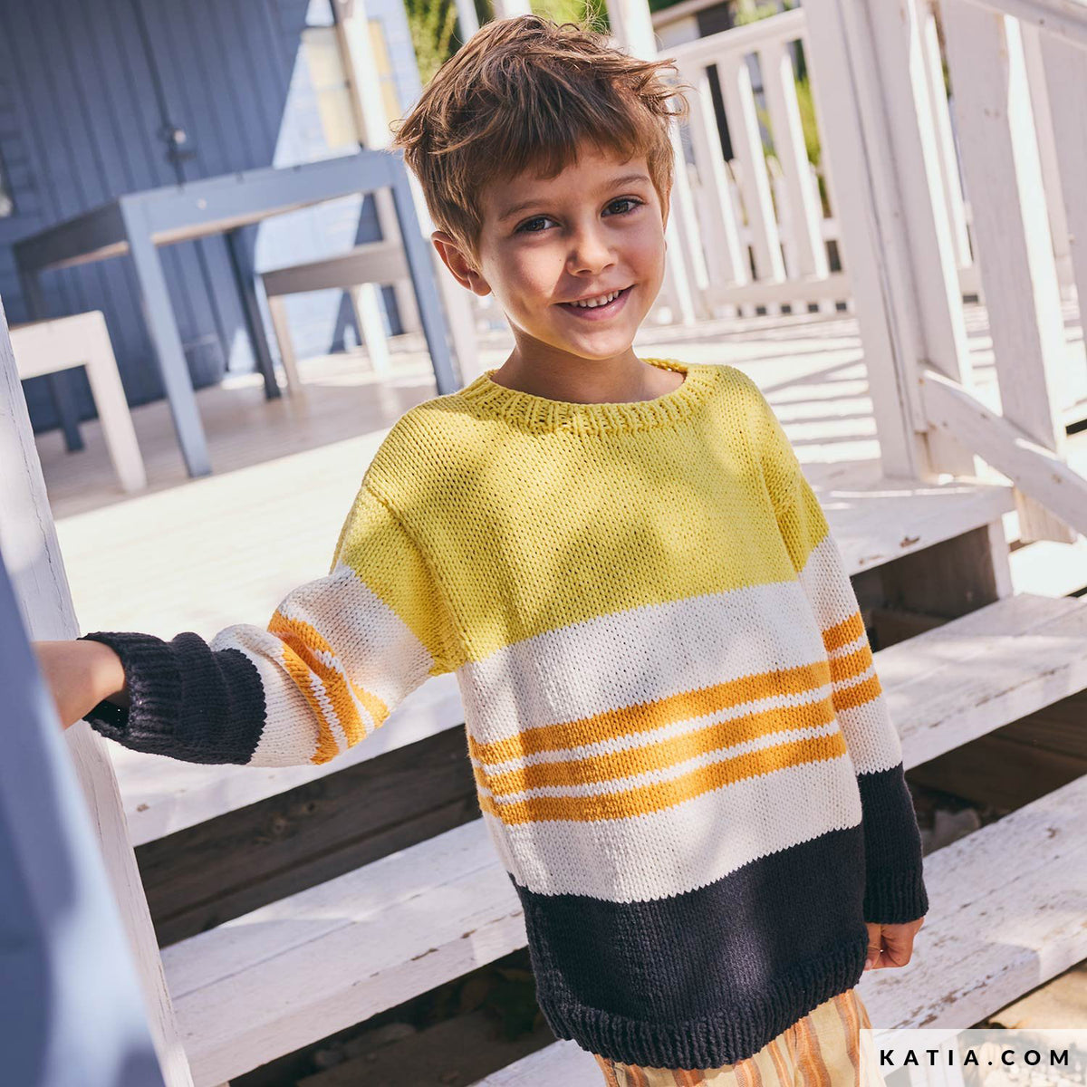 Katia Alabama 011 Licht grijs - Patroon breien haken kinderen trui lente zomer katia — gemaakt met Katia Alabama (8)