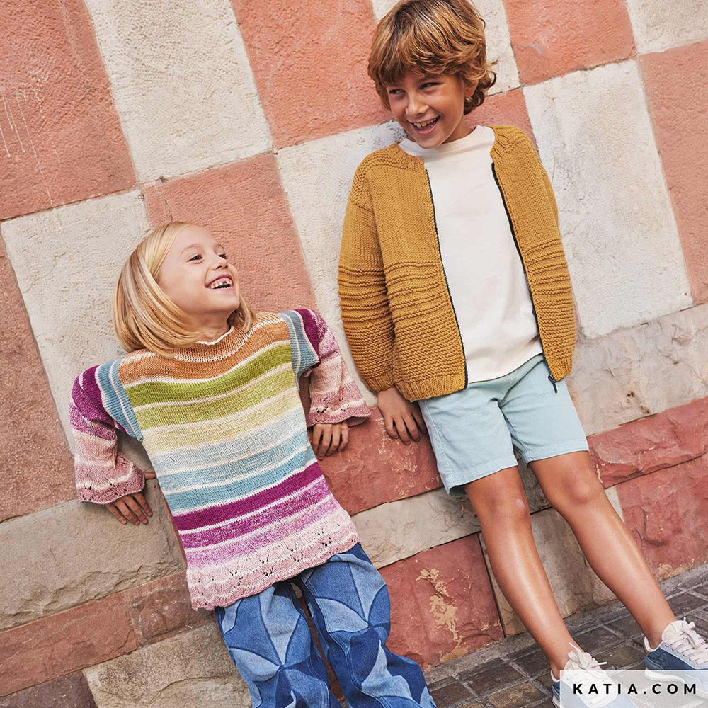 Katia Alabama 012 Donker grijs - Patroon breien haken kinderen jas lente zomer katia — gemaakt met Katia Alabama (4)