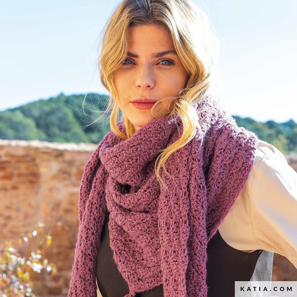 Katia Basic Merino 001 Wit - Patroon breien haken dames stola herfst winter katia — gemaakt met Katia Basic Merino (3)