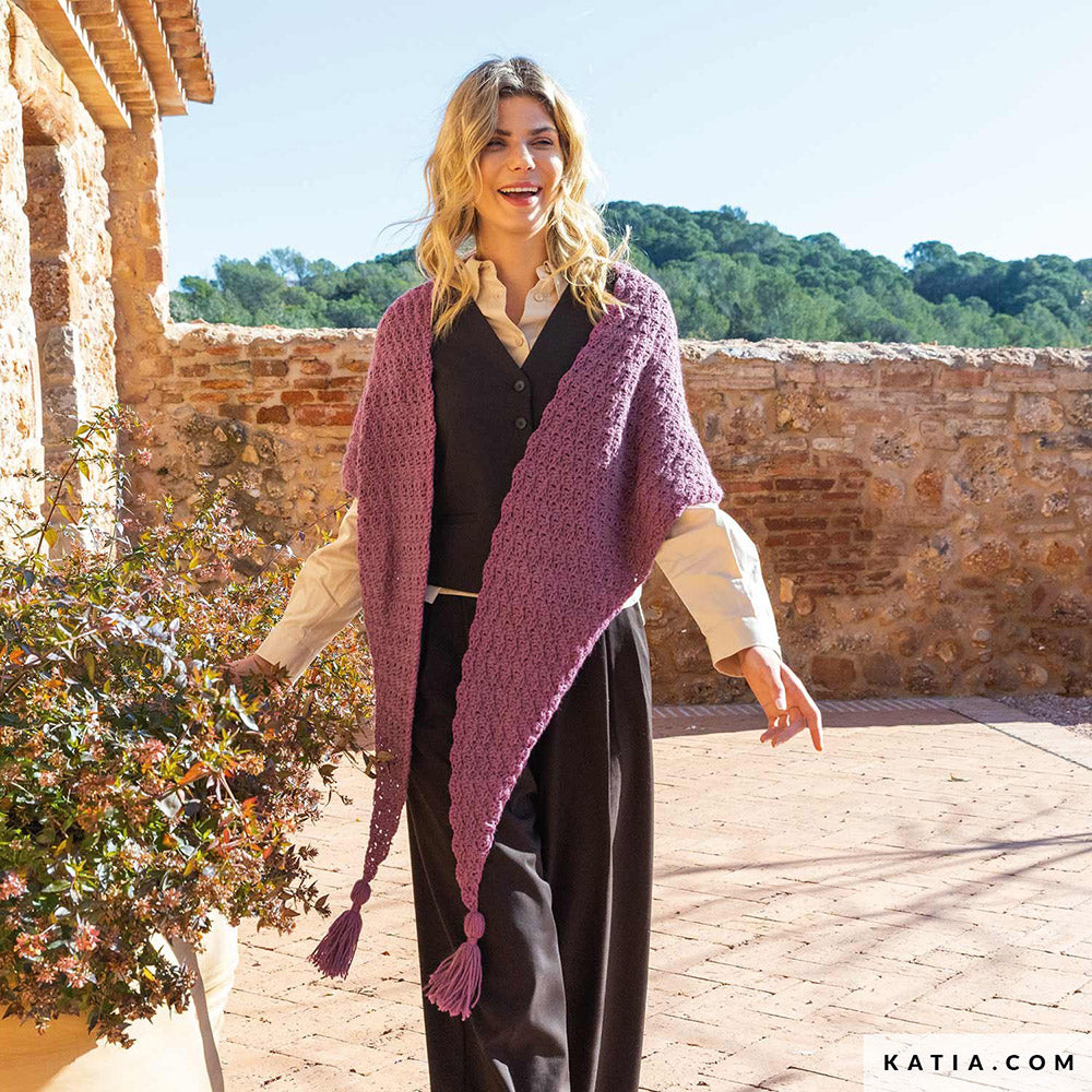 Patroon breien haken dames stola herfst winter katia — gemaakt met Katia Basic Merino 099 (4)