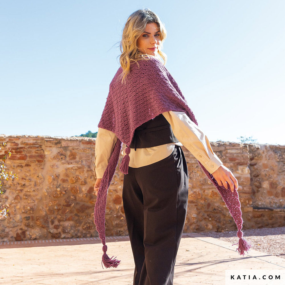 Katia Basic Merino 103 Mint - Patroon breien haken dames stola herfst winter katia — gemaakt met Katia Basic Merino (2)