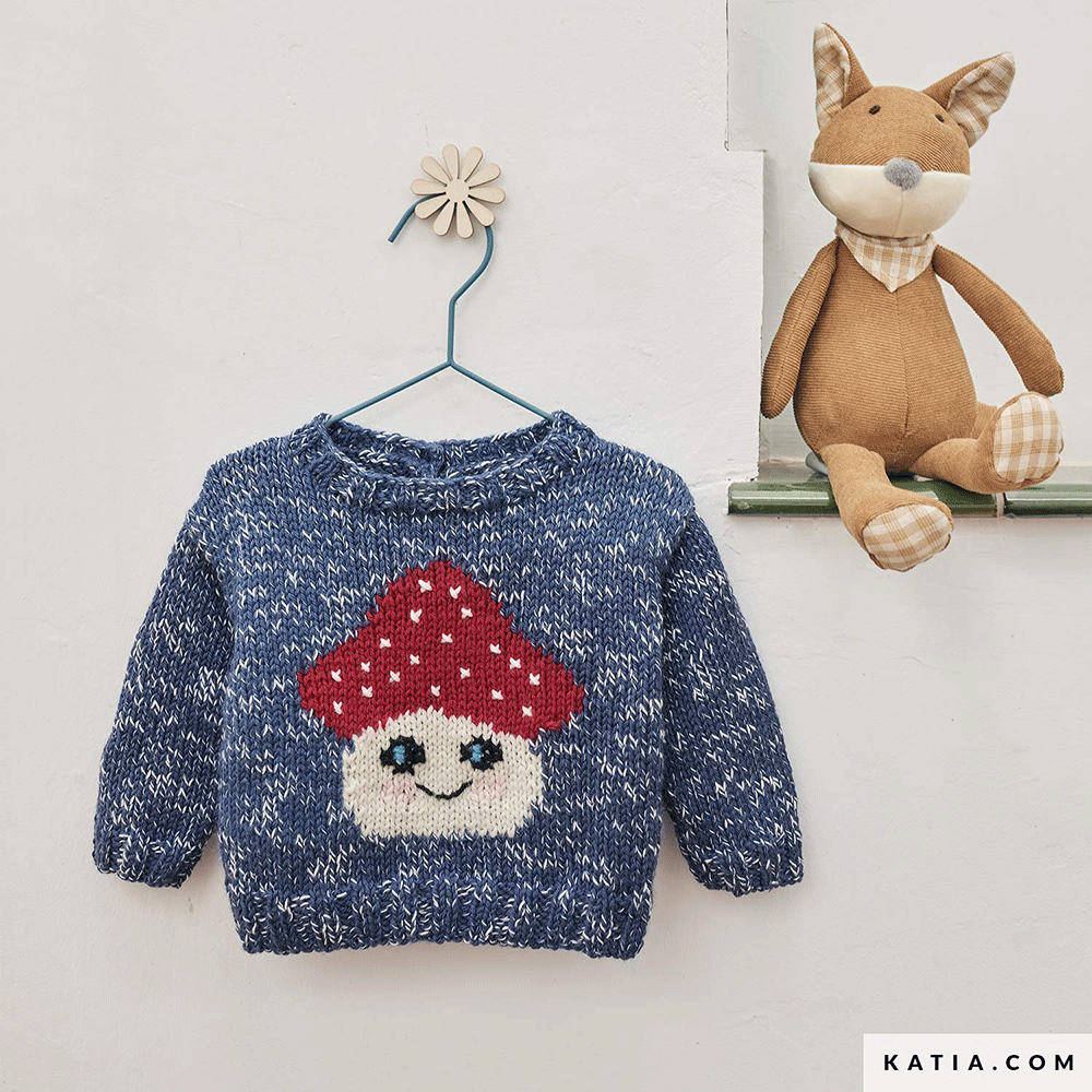 Katia Basic Merino 106 Chocolade Bruin - Patroon breien haken baby trui herfst winter katia — gemaakt met Katia Basic Merino (4)