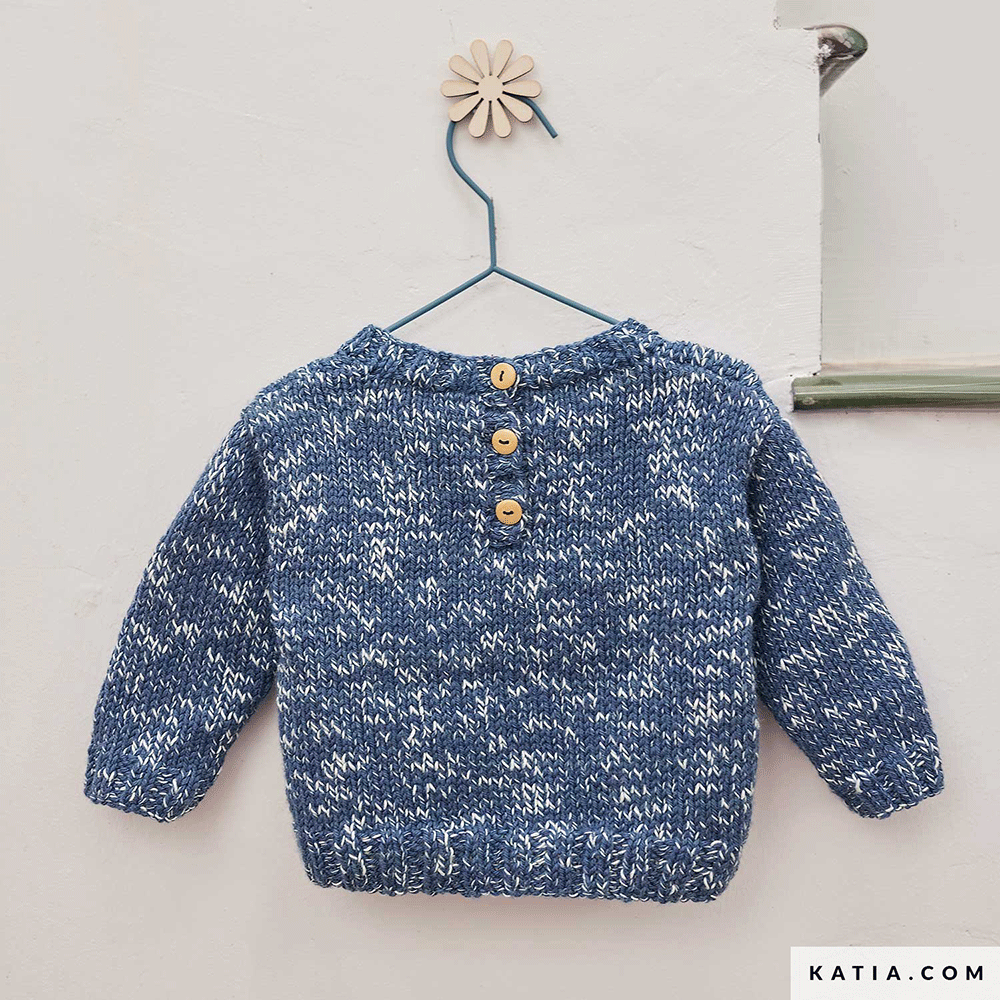 Katia Basic Merino 106 Chocolade Bruin - Patroon breien haken baby trui herfst winter katia — gemaakt met Katia Basic Merino (5)