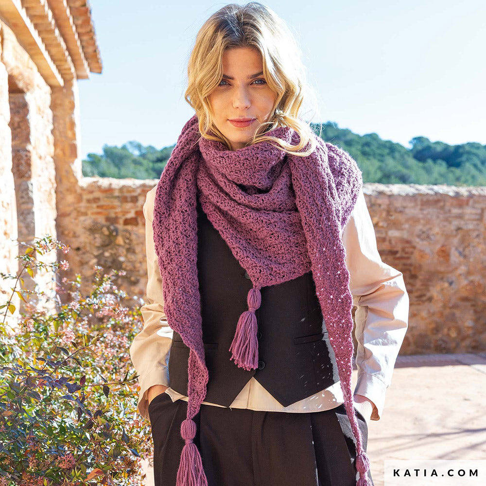 Katia Basic Merino 106 Chocolade Bruin - Patroon breien haken dames stola herfst winter katia — gemaakt met Katia Basic Merino (5)