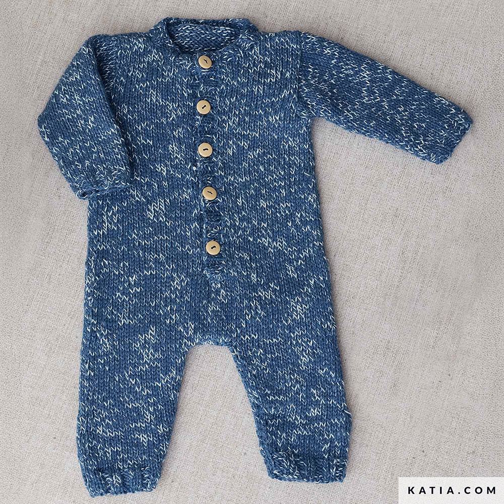 Katia Basic Merino Popcorn 106 Koper-Wit - Patroon breien haken baby kruippakje herfst winter katia — gemaakt met Katia Basic Merino Popcorn (2)