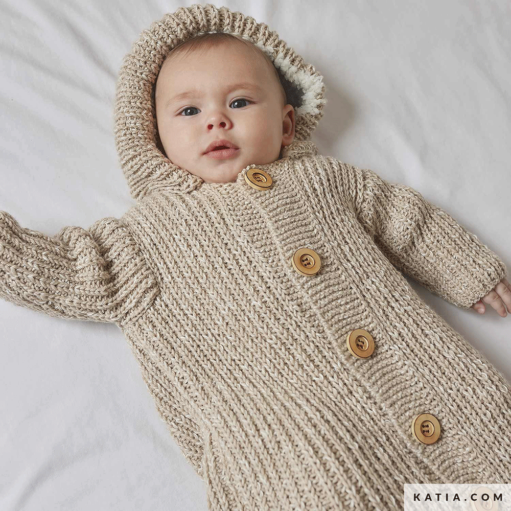 Katia Basic Merino Popcorn 106 Koper-Wit - Patroon breien haken baby zak herfst winter katia — gemaakt met Katia Basic Merino Popcorn (3)