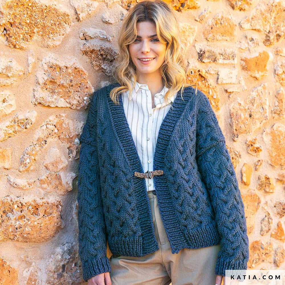 Katia Big Merino 001 Wit - Patroon breien haken dames jas herfst winter katia — gemaakt met Katia Big Merino (8)