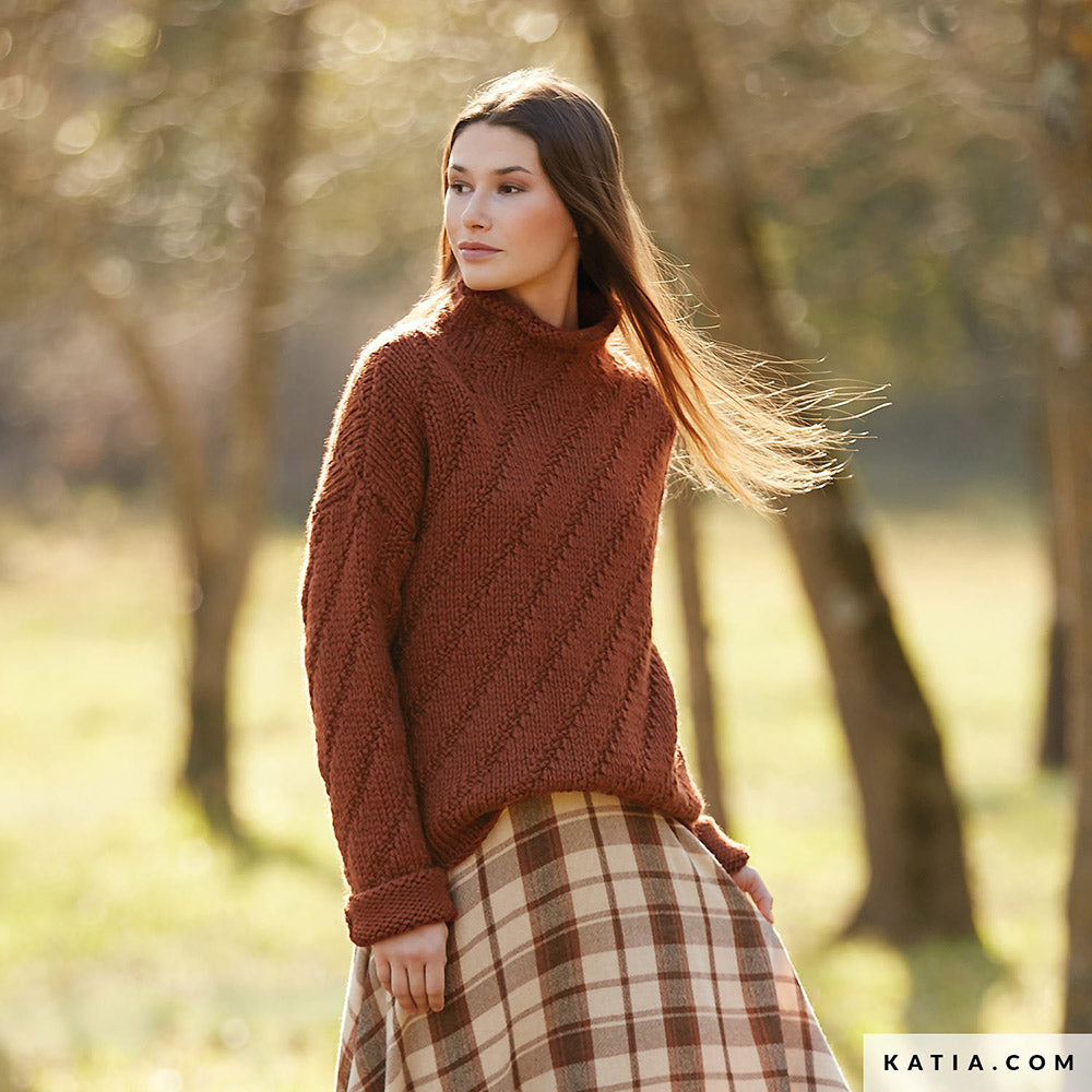 Katia Big Merino 011 Parel - Patroon breien haken dames trui herfst winter katia — gemaakt met Katia Big Merino (3)