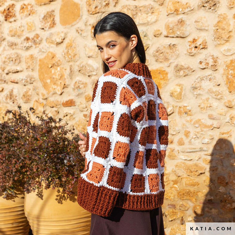 Katia Big Merino 011 Parel - Patroon breien haken dames jas herfst winter katia — gemaakt met Katia Big Merino