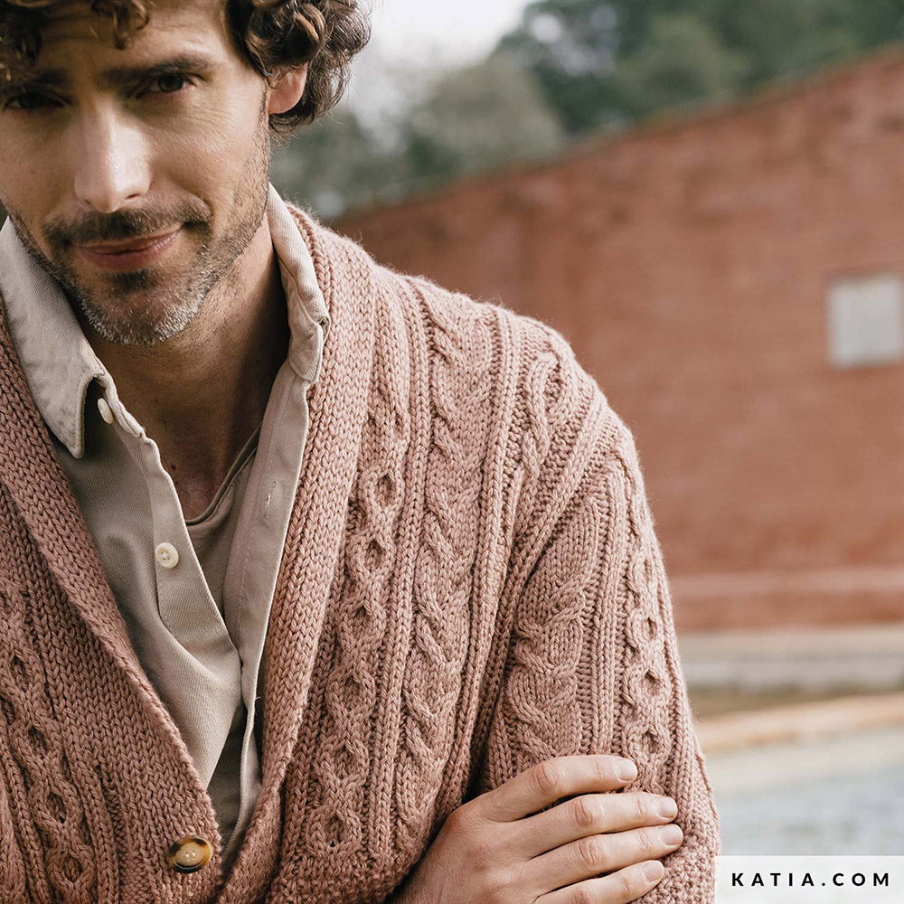 Katia Big Merino 011 Parel - Patroon breien haken heren jas herfst winter katia — gemaakt met Katia Big Merino (2)